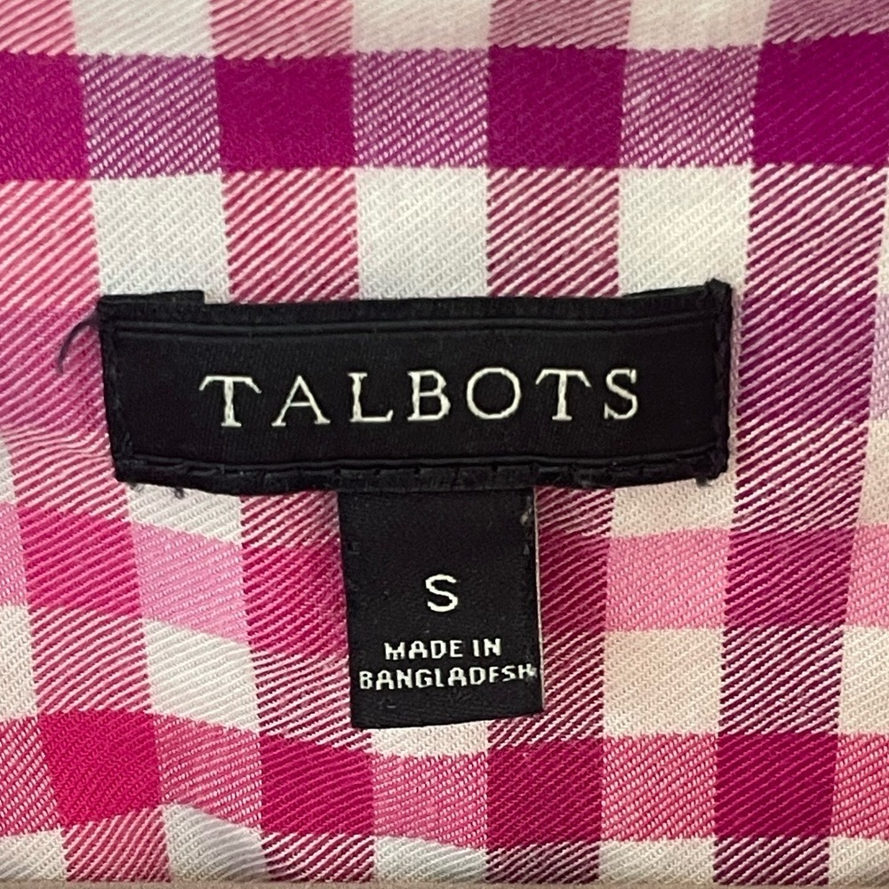Talbots Pink Purple and White Checkered Button Down Shirt size small - Picture 10 of 12